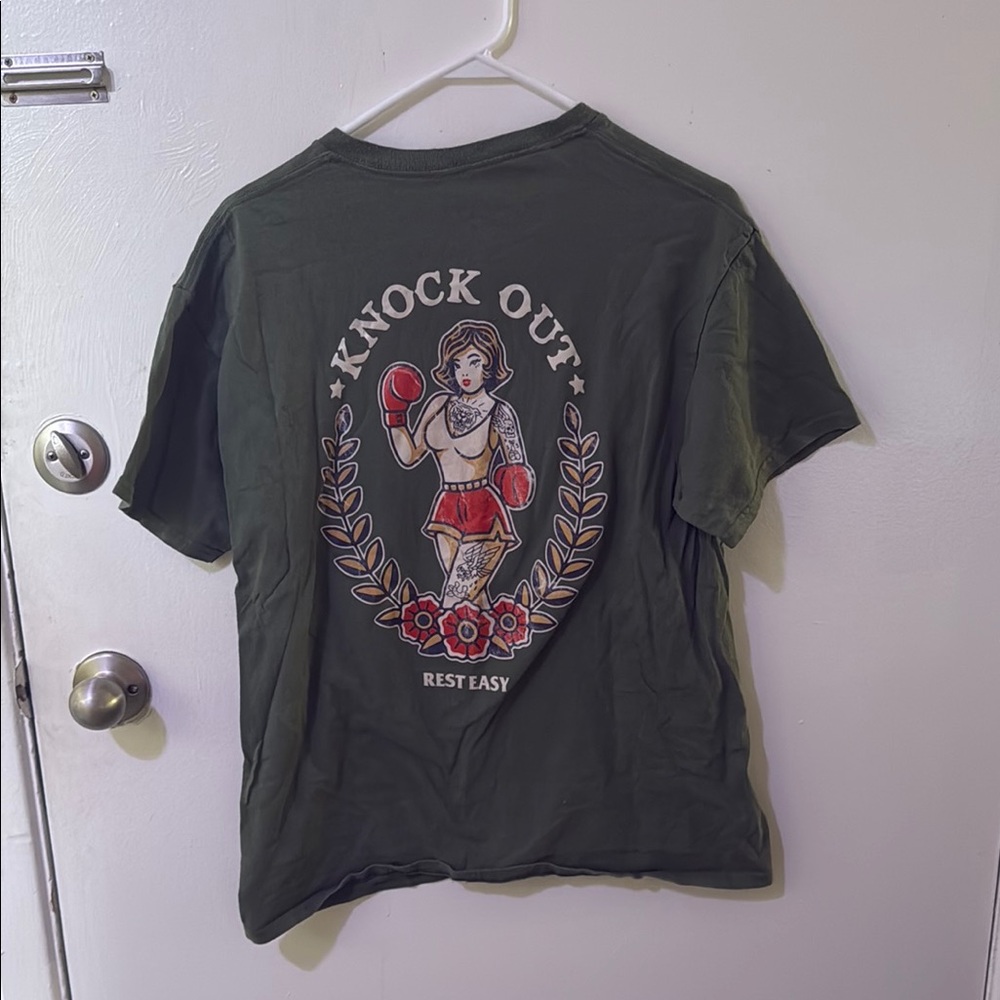 Green Short Sleeve Tee with Knock Out Graphic